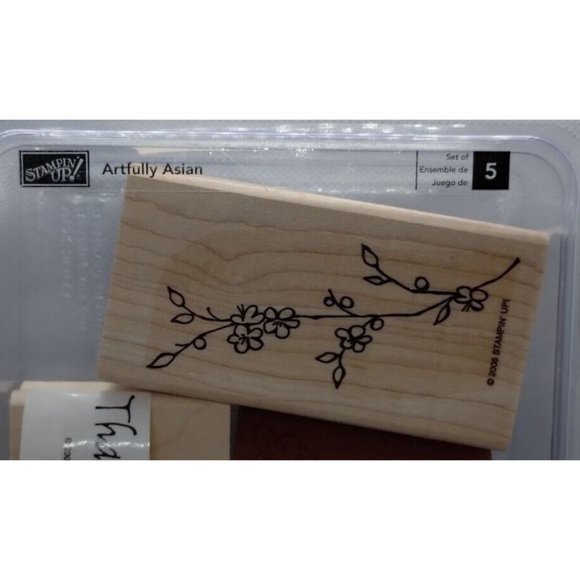 Stampin Up Artfully Asian 5 Piece Rubber Stamp Kit Mounted 2006 Cherry Blossoms - Picture 3 of 4